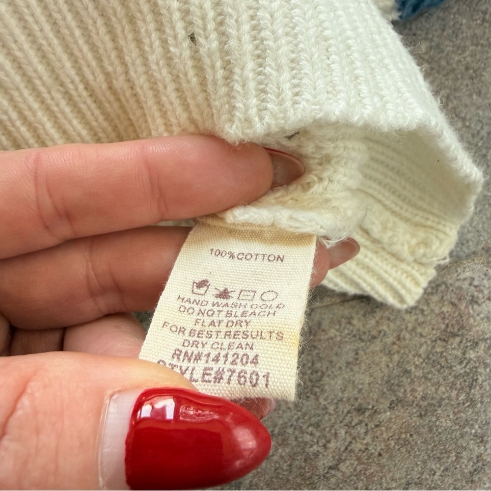 Hem & Thread V-Neck Striped Knit Sweater 100% Cotton Size Medium - Picture 5 of 7